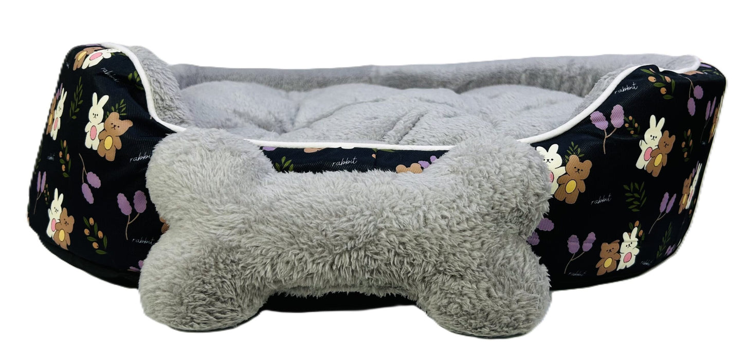 Coco Kindi Tiger Stripe Printed Washable Oval Shape Fur Bed-Size #2