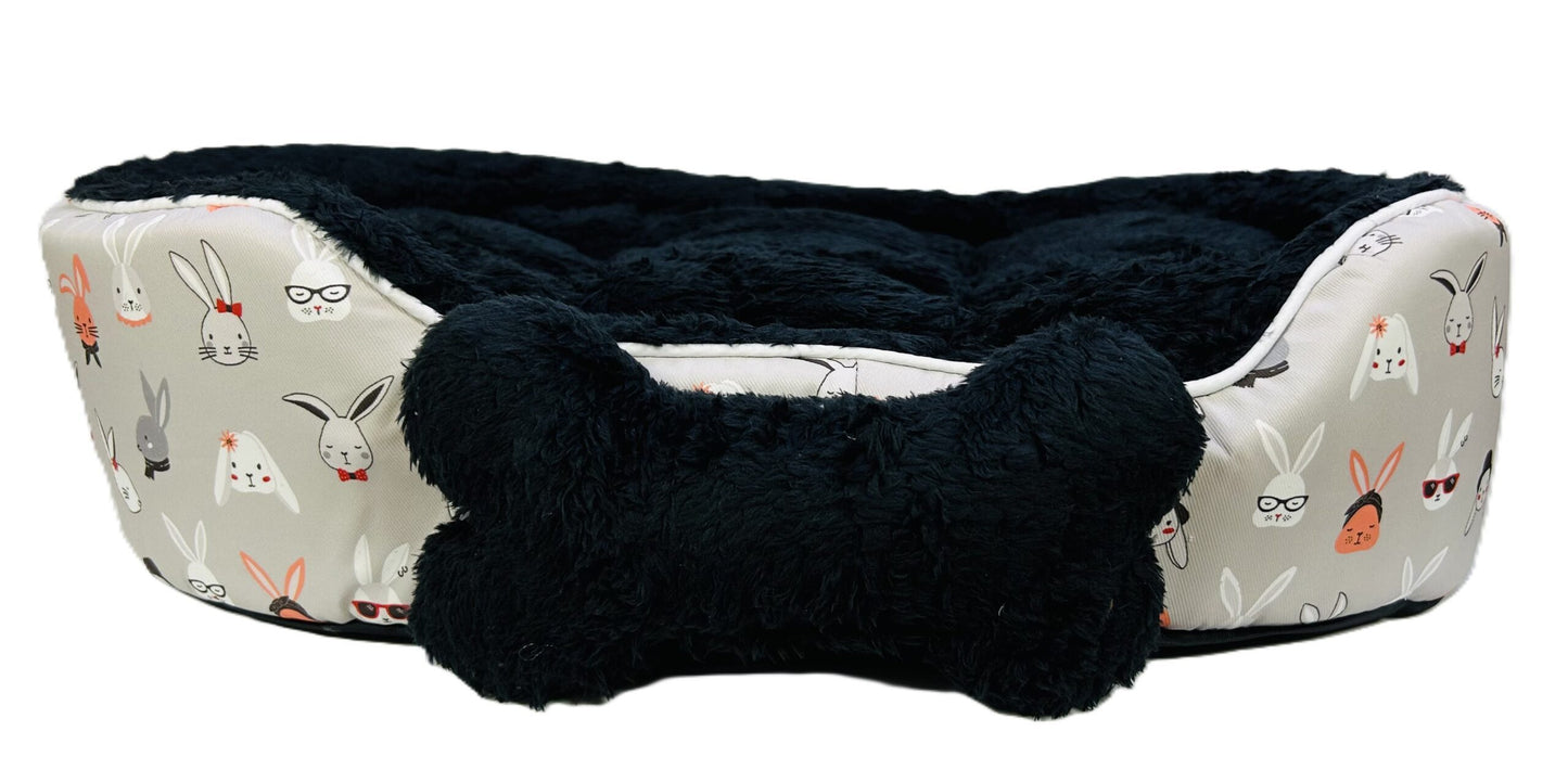 Coco Kindi Tiger Stripe Printed Washable Oval Shape Fur Bed-Size #2