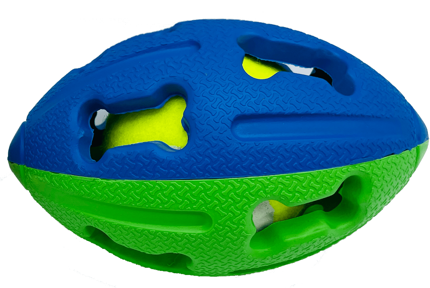 Miss Bear Colorful Hollow-out Concave Rugby Ball Dog Toy with Tennis Ball (Medium Dogs)