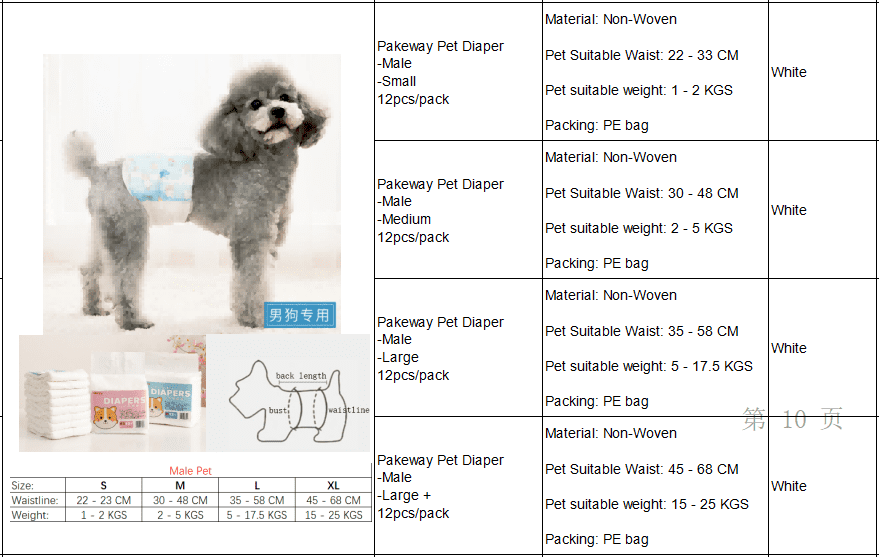Pakeway Male Dog Pet Diaper-Small (22-33Cm)-12pcs/pack
