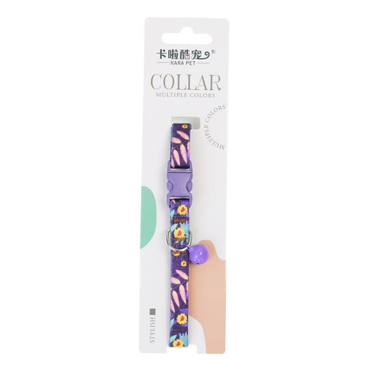 Cozy Paws Safe Cat Collar With Bell-25cm-Flower Print