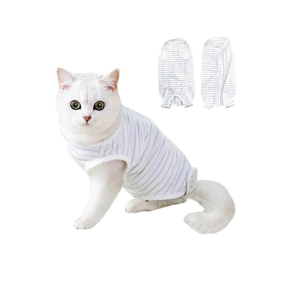 Cozy Paws Pet Recovery Suit-Blue Stripe