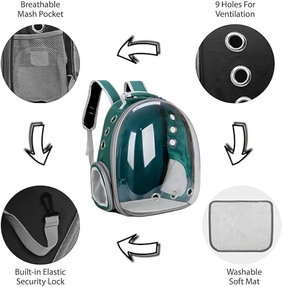 Cozy Paws Transparent Breathable Pet Carrier Bag-Back Pack 31*25*42cm