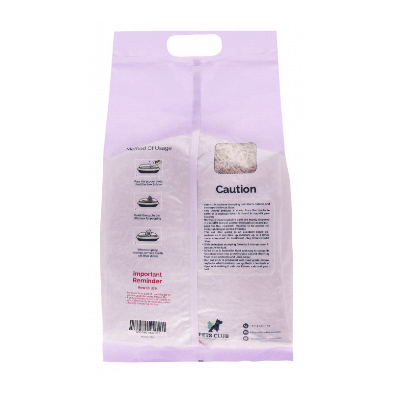 Pets Club Soya Bean Clumping Cat Litter-Lavender-7L (2.5 Kg)