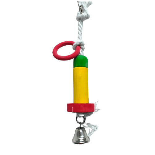 Pets  Club Natural Wooden Bird Toy  With Bell H-25 Cm, W-3 Cm