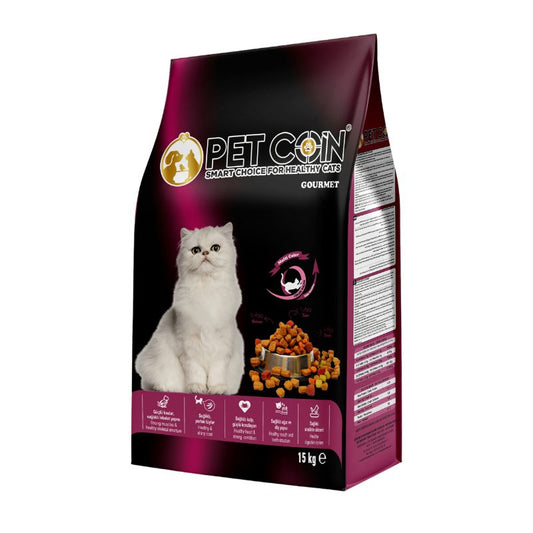Petcoin Adult Cat Gourmet Chicken, Salmon and Lamb- 15kg