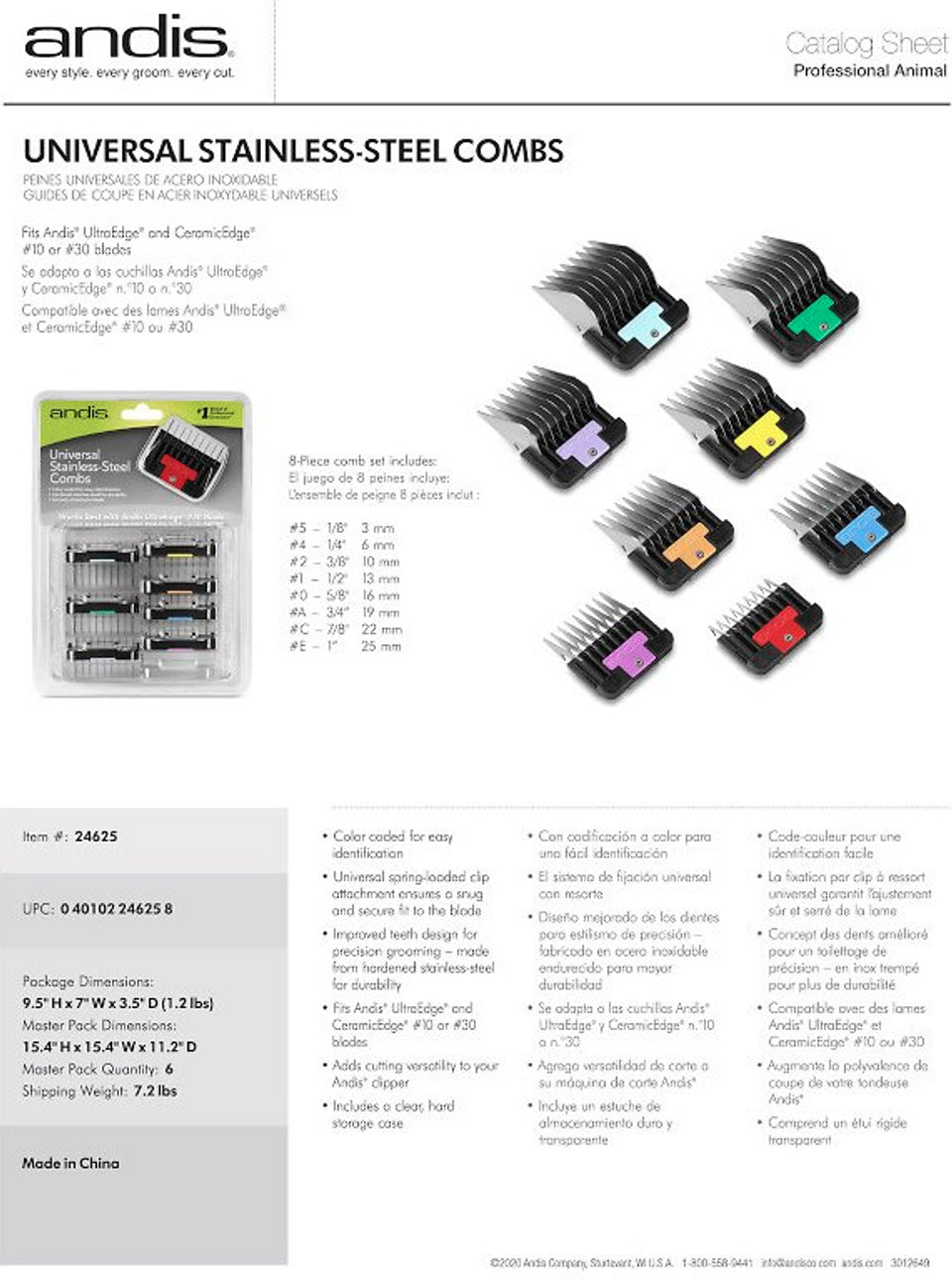 ANDIS 8-piece Detachable Blade Combo Set