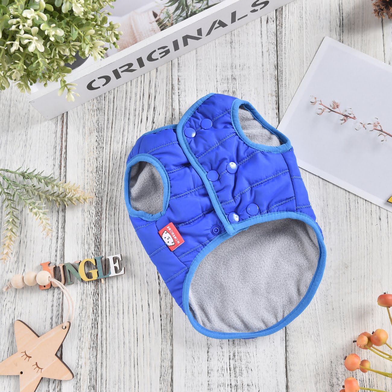 Hong Pet Cotton Padded Vest Coat  - Blue