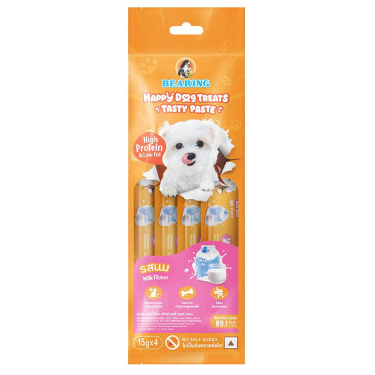 Bearing Happy Dog Treats Tasty Paste Milk  Flavor -15g*4