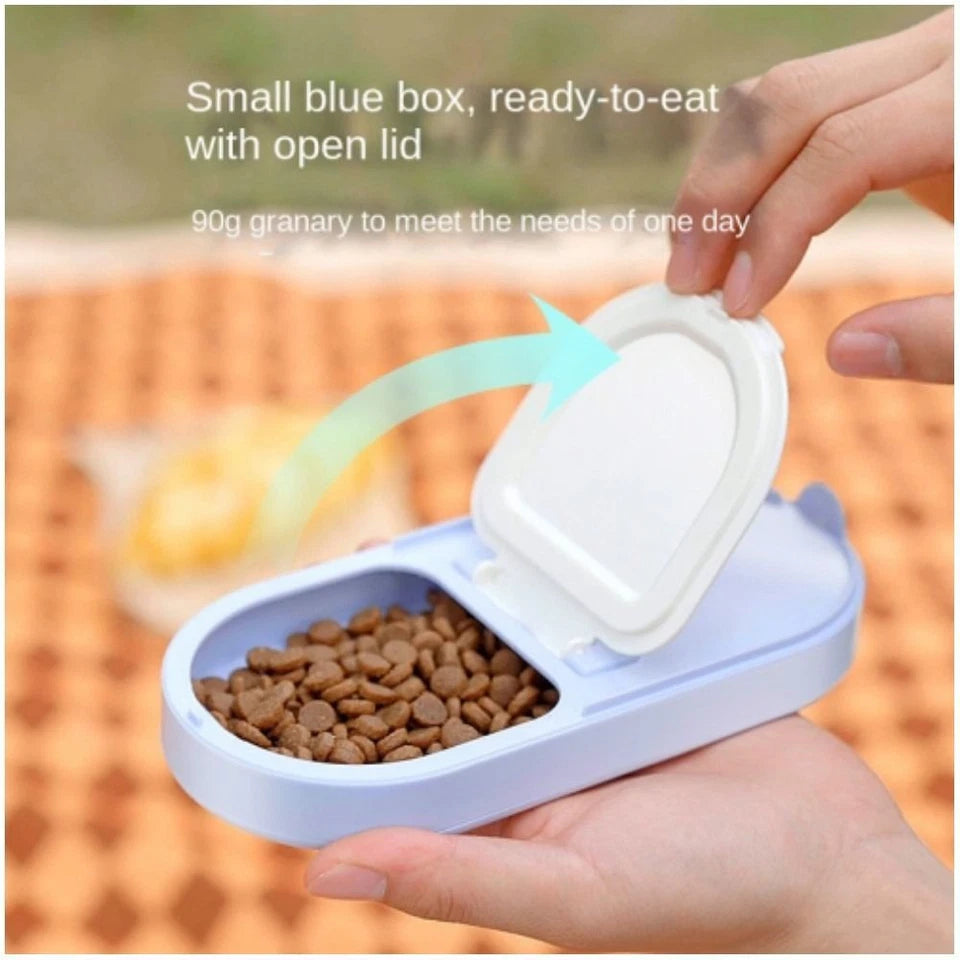 Pakeway 2-in-1 Dog Water Bottle Portable Food Container-Blue