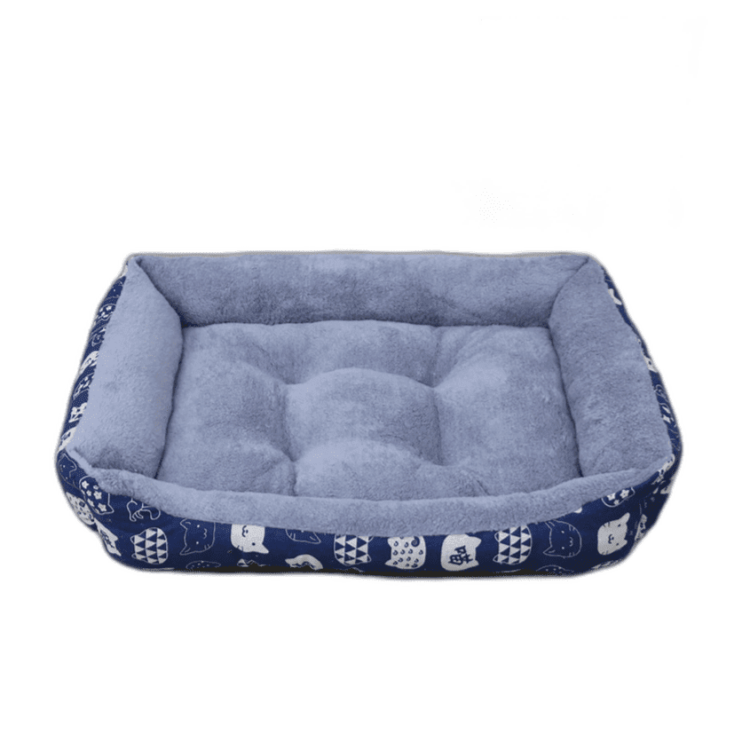 Coco Kindi Soft Rectangle Shaped Fur Bed-Dark Blue