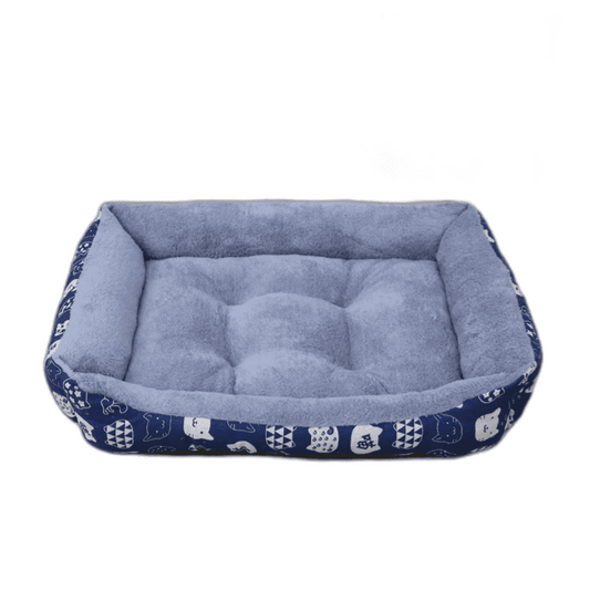 Coco Kindi Soft Rectangle Shaped Fur Bed-Dark Blue